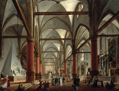 Leopoldo Cicognara (1767-1834) comentando sobre el Monumento de Canova (1827) en la Iglesia de Santa Maria Gloriosa dei Frari, Venecia, 1828 de Giuseppe Borsato